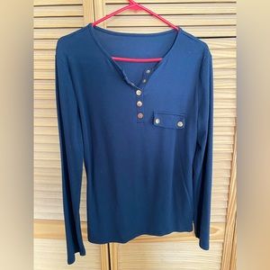 Button Navy Blue Top